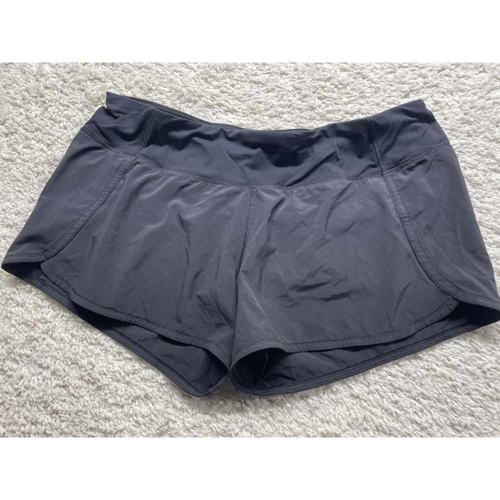 LuluLemon Hotty Hot Run Athletic Speed Shorts  Women's Size 12 Black  Zip Pocket